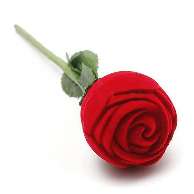 Boîte à Bagues de Mariage Cœur Romantique Rose Rouge Étuis Élégants pour Boucles d'Oreilles Collier Boîte à Bijoux Cadeau