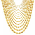 Chaîne corde en or jaune - 2mm