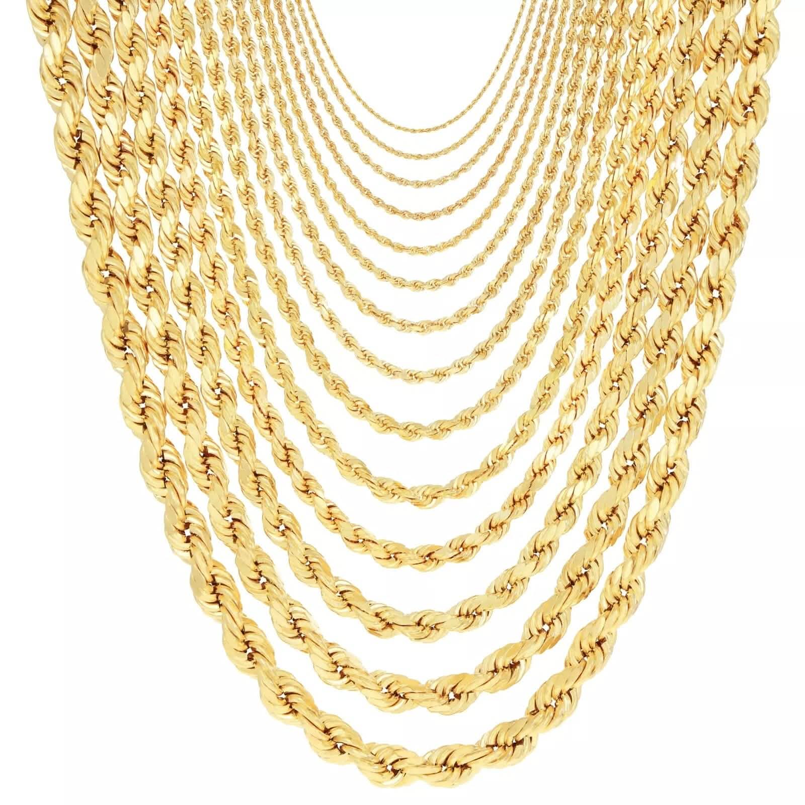Chaîne corde en or jaune - 2mm
