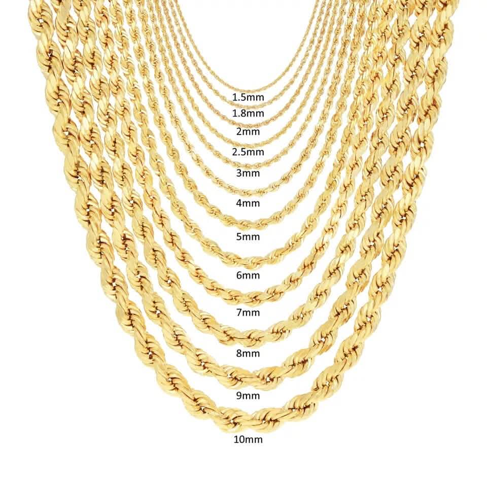 Chaîne corde en or jaune - 2mm