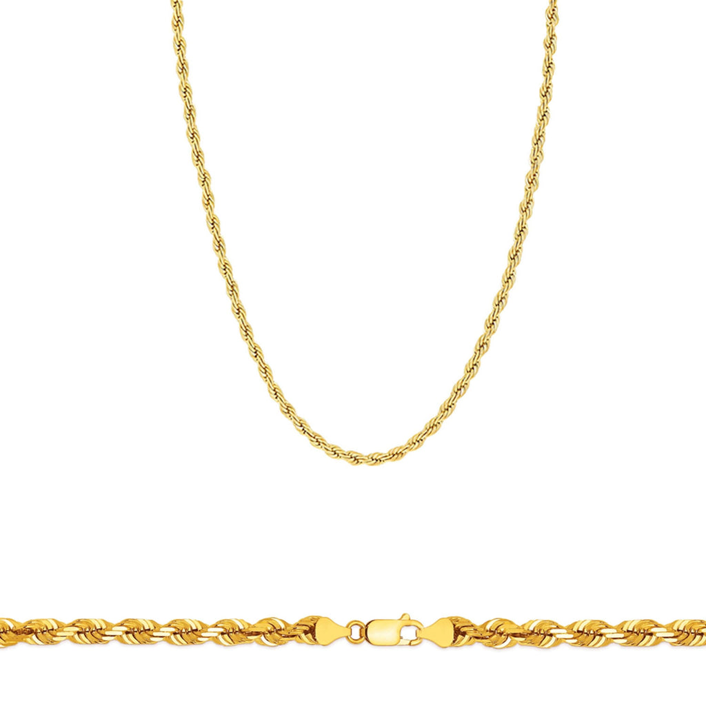 Chaîne corde en or jaune - 2mm