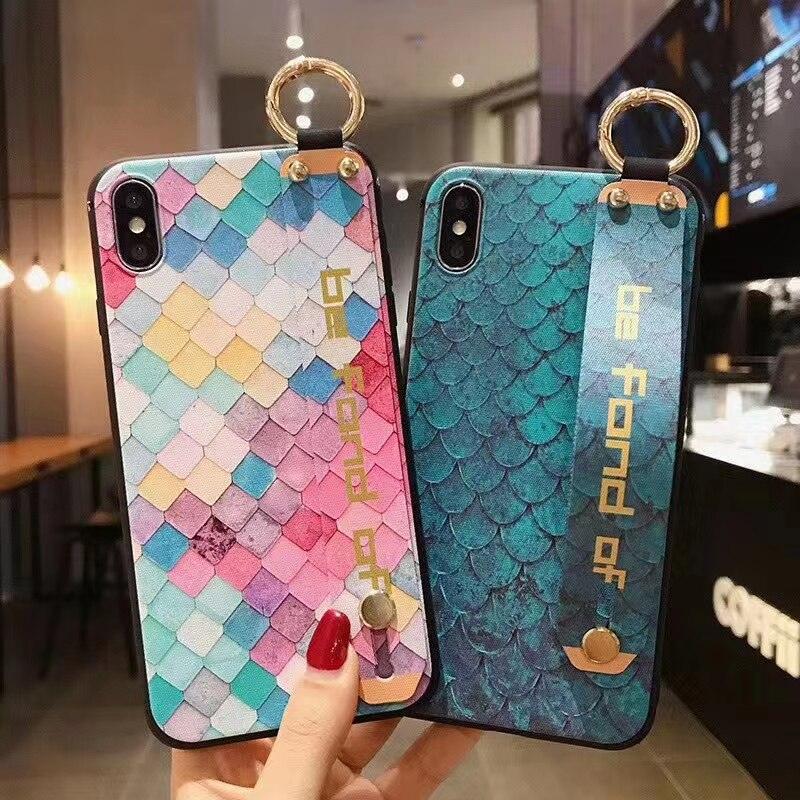 Coques de téléphone avec bracelet de fleurs roses pour iPhone 13 12 11 14 Pro MAX X XR XS MAX 7 8 Plus, étui avec bracelet, protection souple complète, étui de téléphone de protection fin et coloré pour iPhone