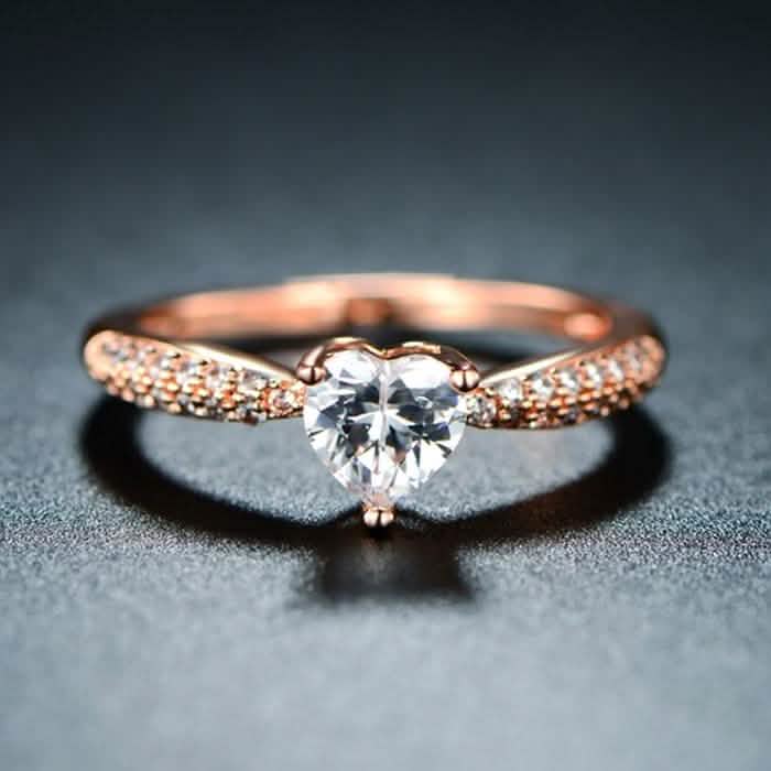 Bague de fiançailles plaquée or rose 3 carats avec topaze mystique taille cœur - Taille : 5