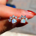 Puces d'oreilles Rose Golden Opal Patte de Chien