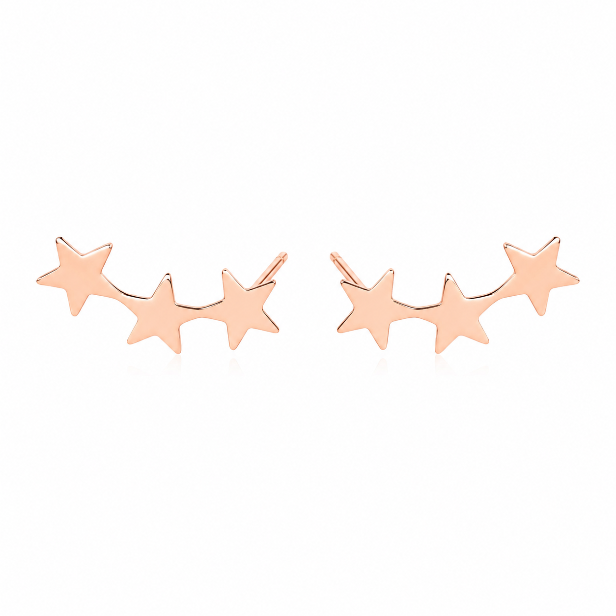 Boucles d'oreilles grimpantes trio d'étoiles en or rose 14 carats laminé