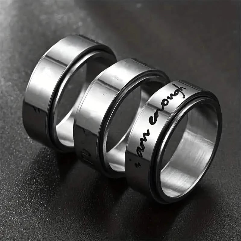 Bague Anti-Anxiété Rotative en Acier Inoxydable