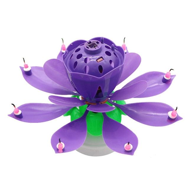 Bougie d'anniversaire musicale rotative pour gâteau, bougie musicale en forme de fleur colorée pour décoration de gâteau, cadeau pour enfants, décoration de fête DIY, support de bougie pour mariage, cérémonie, fête d'anniversaire, décoration de gâteau