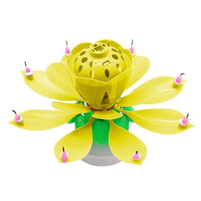 Bougie d'anniversaire musicale rotative pour gâteau, bougie musicale en forme de fleur colorée pour décoration de gâteau, cadeau pour enfants, décoration de fête DIY, support de bougie pour mariage, cérémonie, fête d'anniversaire, décoration de gâteau