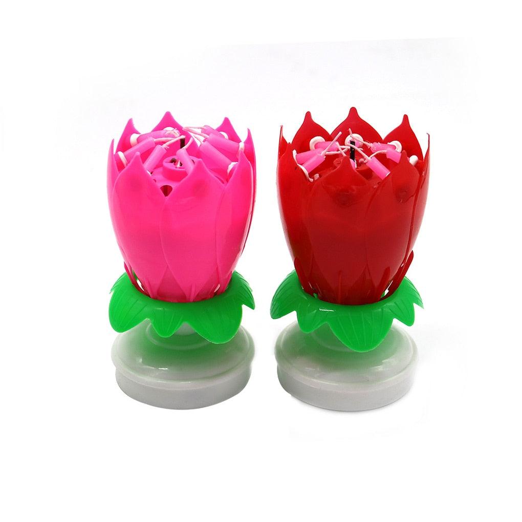 Bougie d'anniversaire musicale rotative pour gâteau, bougie musicale en forme de fleur colorée pour décoration de gâteau, cadeau pour enfants, décoration de fête DIY, support de bougie pour mariage, cérémonie, fête d'anniversaire, décoration de gâteau