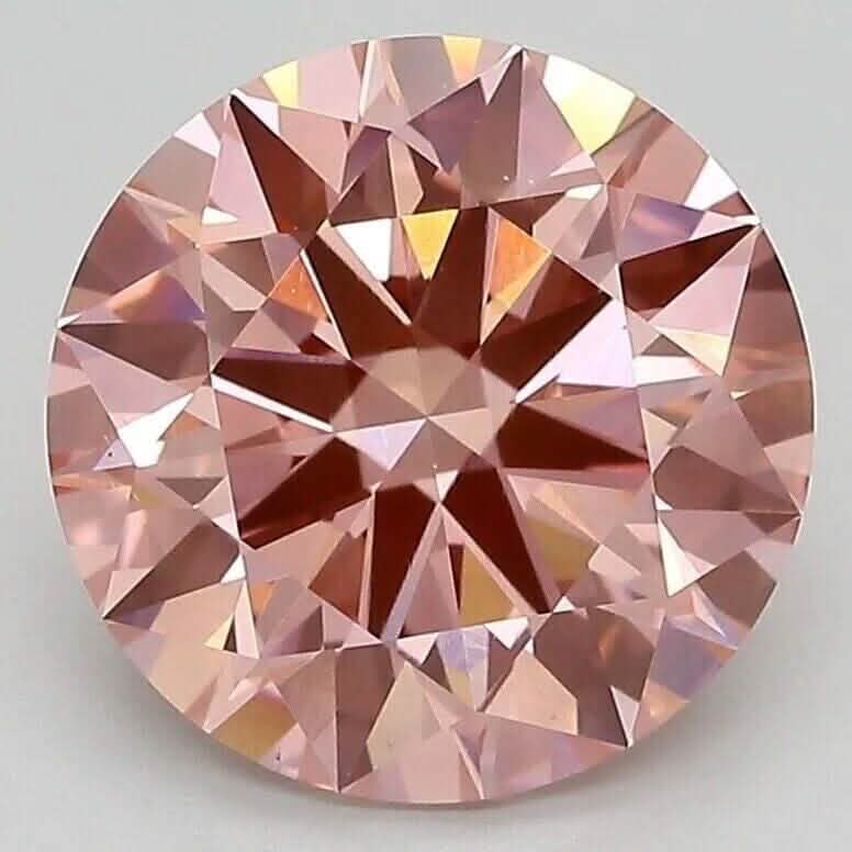 Diamant cultivé en laboratoire HPHT, rond, rose intense fantaisie, 3,25 ct, VS1, certifié IGI, 3e tour