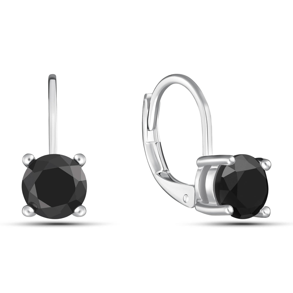 Boucles d'oreilles dormeuses avec pierres précieuses taille ronde