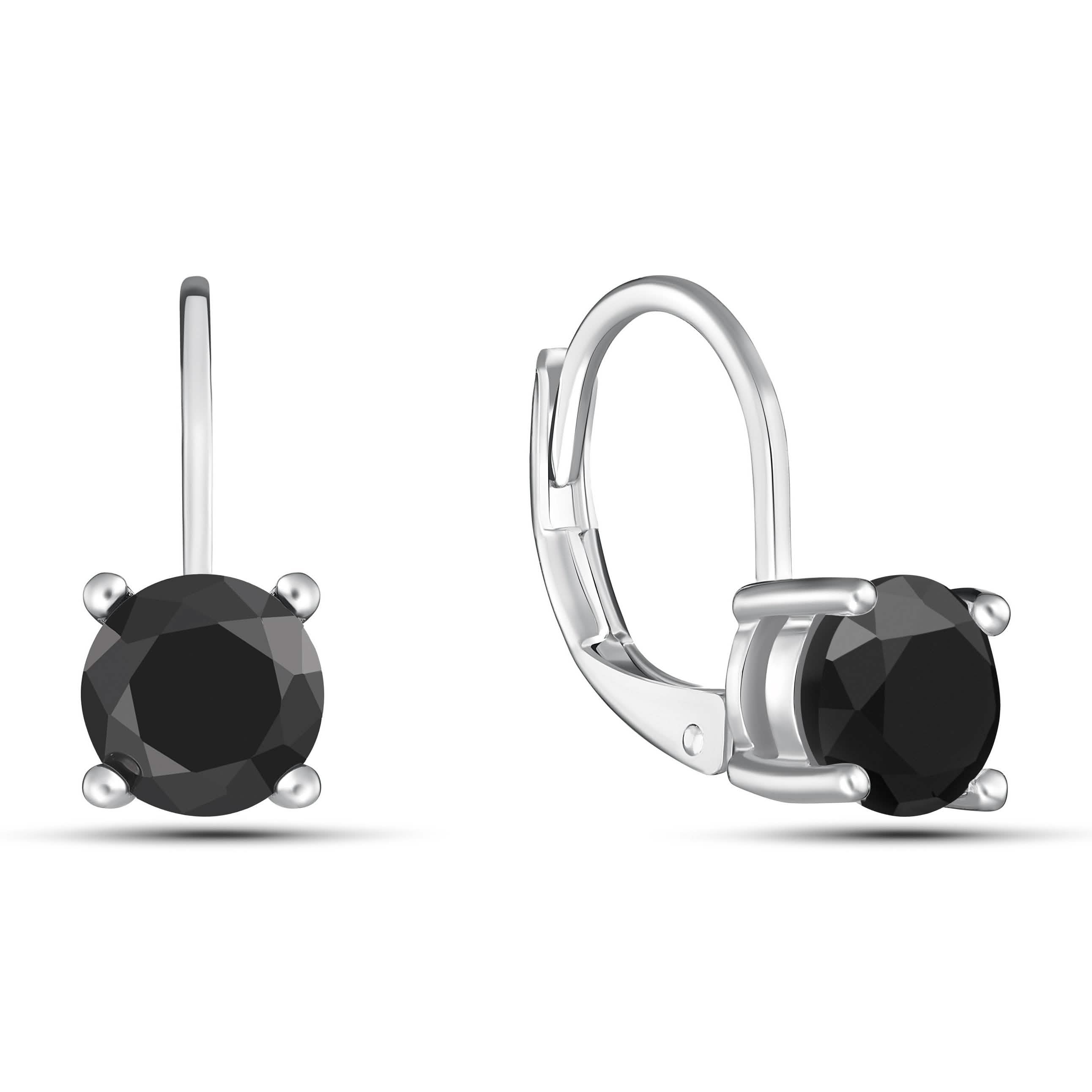 Boucles d'oreilles dormeuses avec pierres précieuses taille ronde