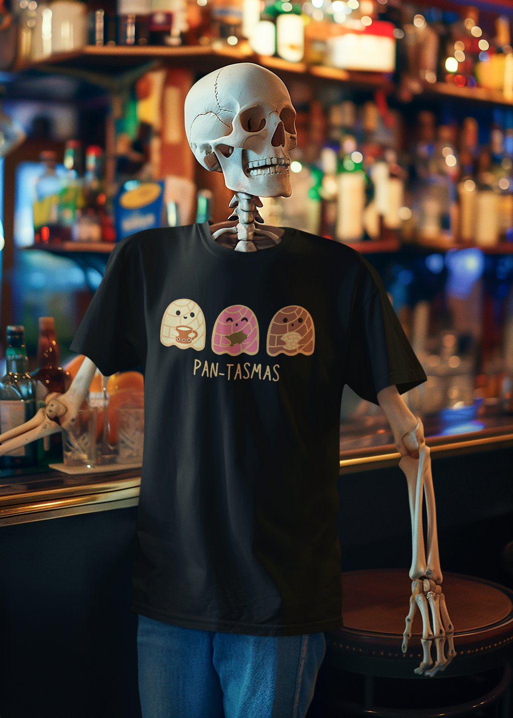 T-shirt Pantasmas Ghost Pan Dulce Conchas | Halloween, Boo Effrayant Horreur Costume Latino | Unisexe - 3 Couleurs