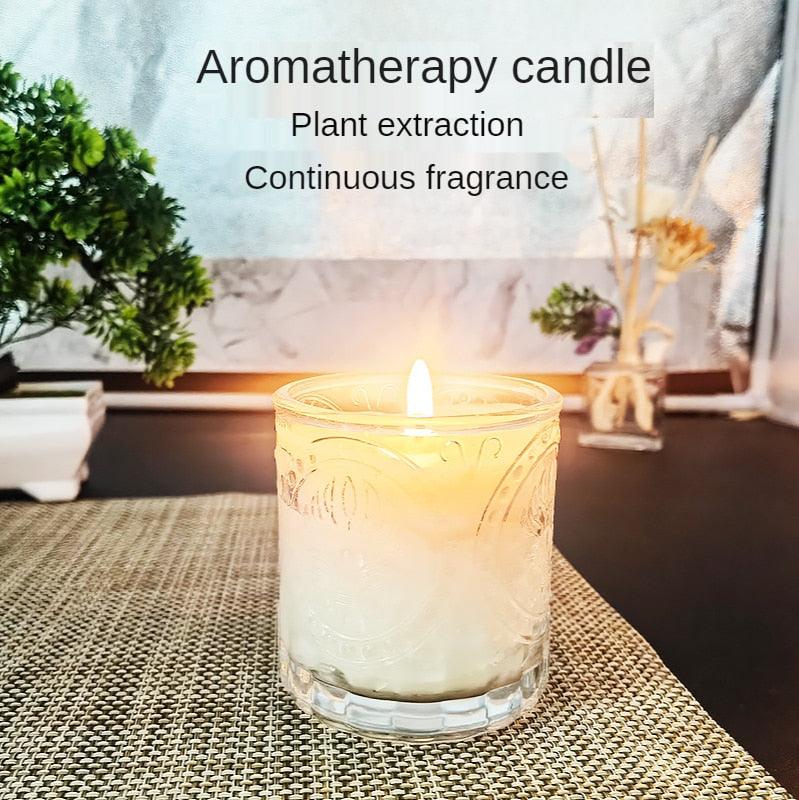 Bougie parfumée ronde, bougie d'aromathérapie aux huiles essentielles pour soulager le stress, sans fumée, parfum fort, bougies longue durée pour le bain, la maison, coffret cadeau créatif pour femme, bougie parfumée en cire de soja pour la maison.