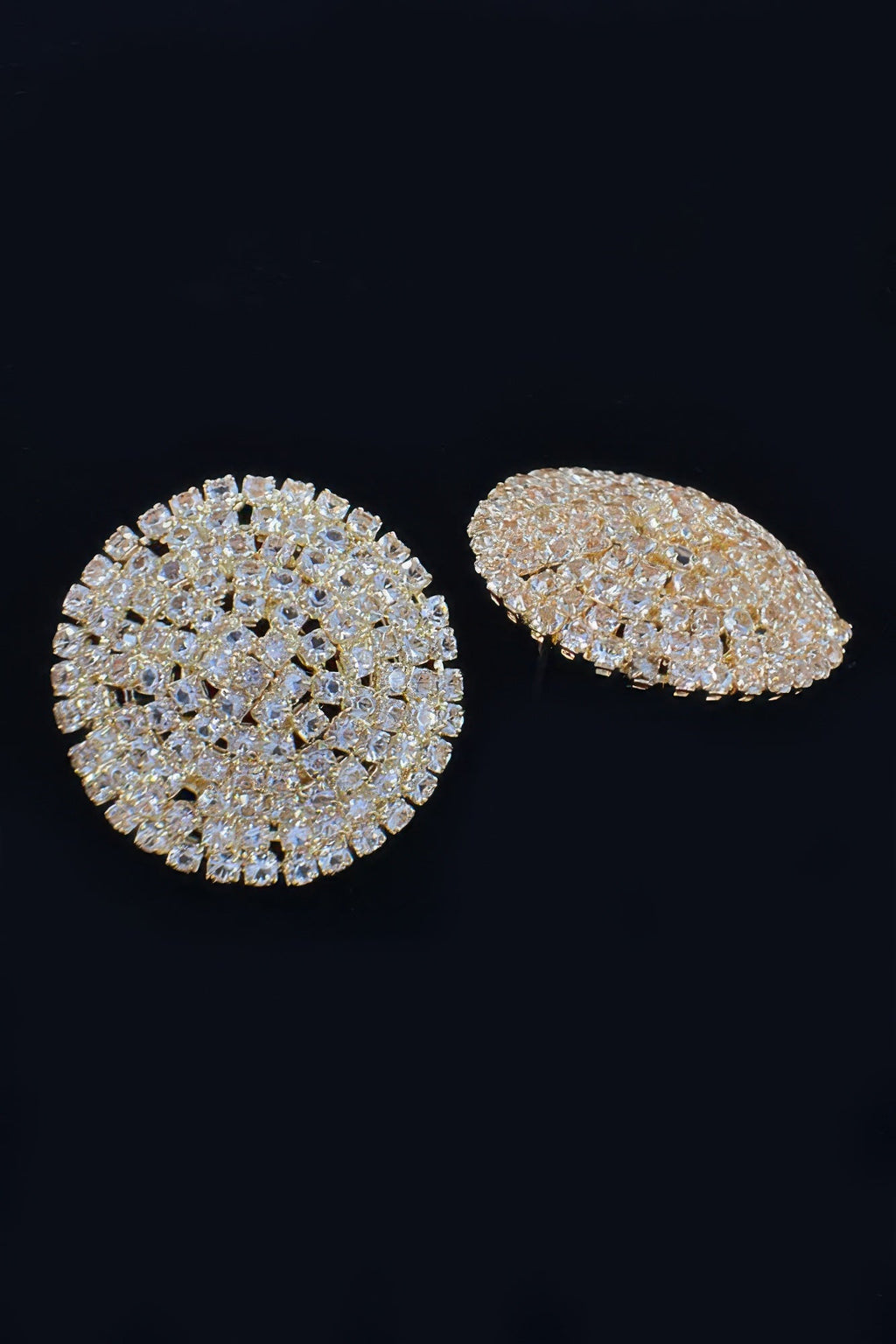 Boucles d'oreilles clous rondes en strass