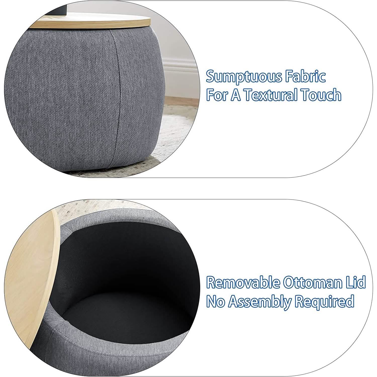 Table basse ottomane de rangement ronde