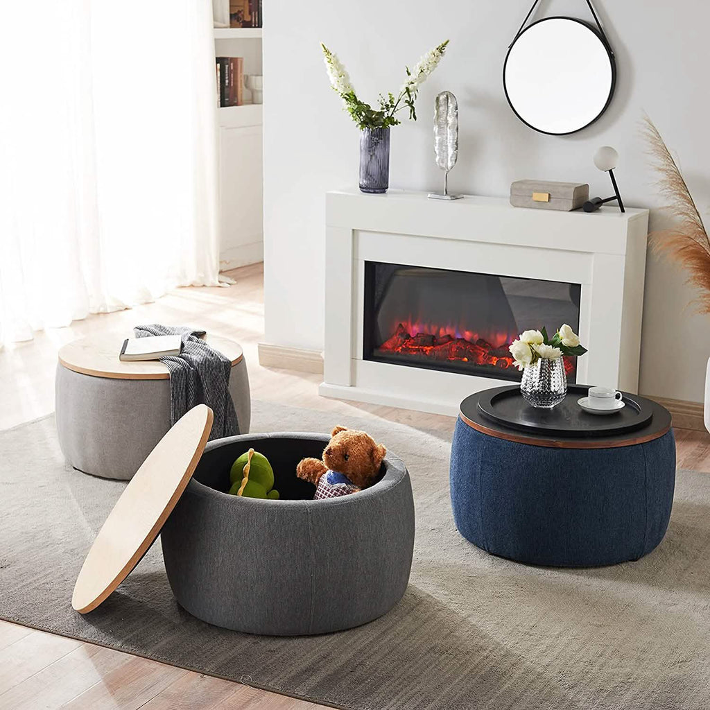 Table basse ottomane de rangement ronde