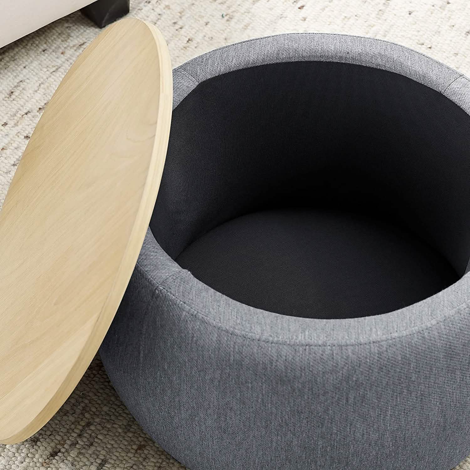 Table basse ottomane de rangement ronde