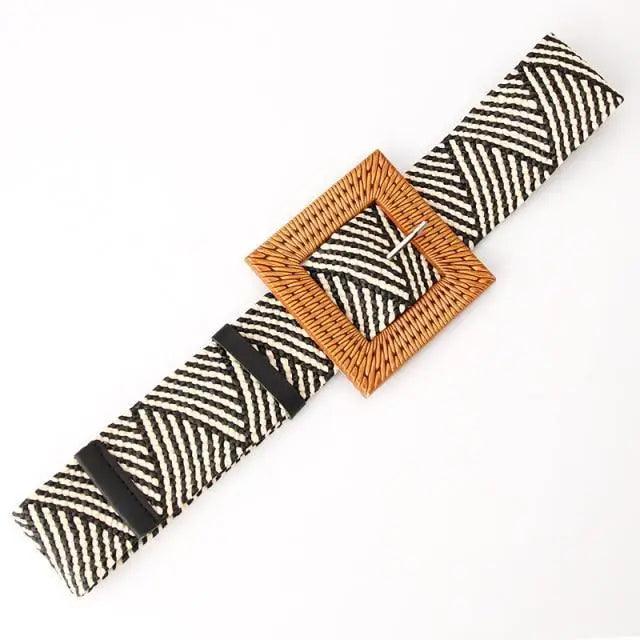 Ceinture Femme Ronde Boucle en Bois Classique Style Décontracté Boucle Simple Légère Bande de Robe à la Taille