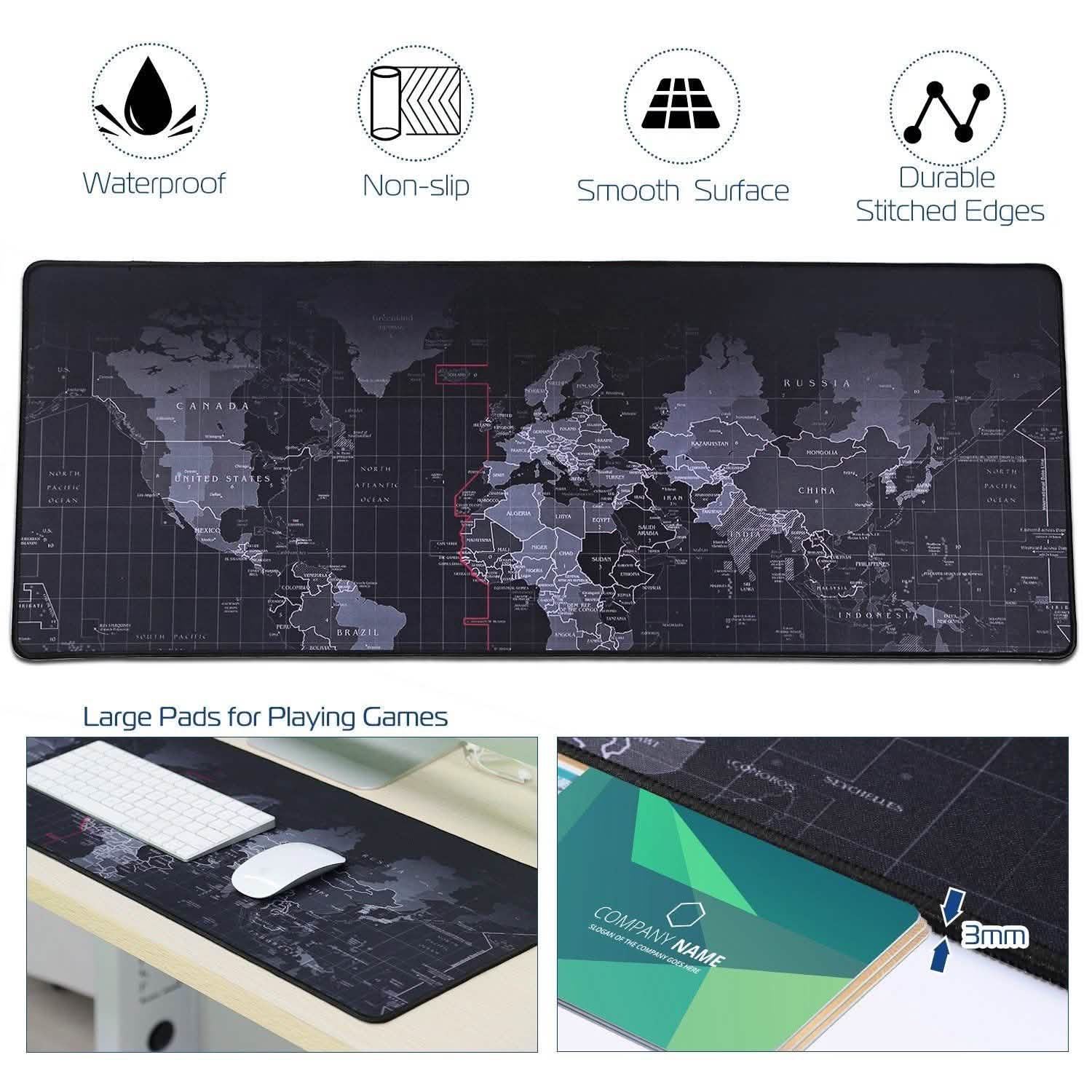 Tapis de souris gaming grand format en caoutchouc