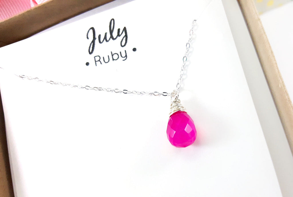 Rubis - Pierre de naissance de juillet - Collier en argent sterling