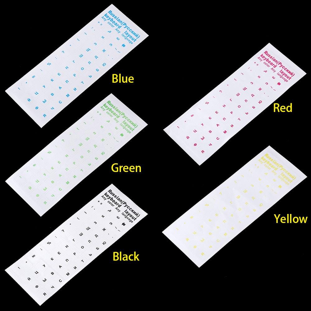 Autocollants de clavier en PVC transparent avec lettres russes, étanches, autocollants multicolores autocollants de protection pour clavier