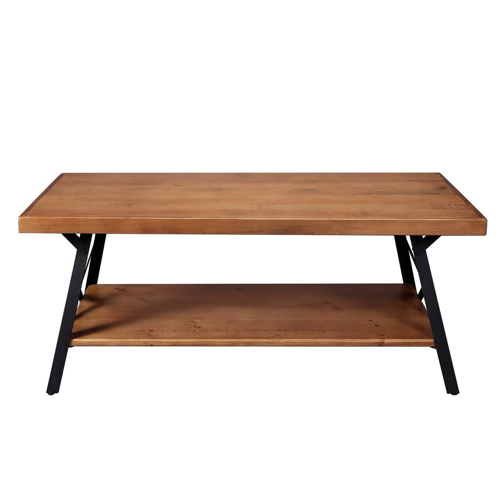 Table basse rustique avec rangement et pieds en métal, Marron 43"