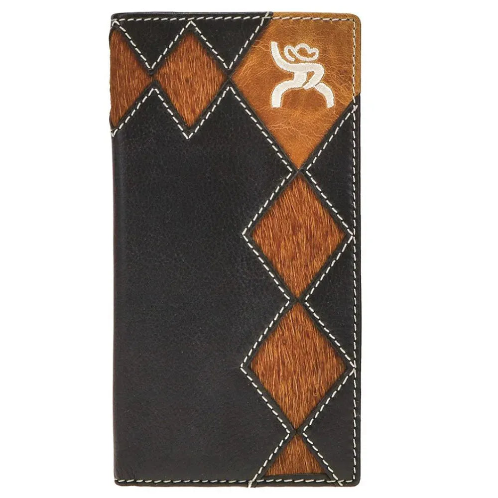 Portefeuille de rodéo HOOey Diamond Patchwork marron sur cuir (noir) pour homme