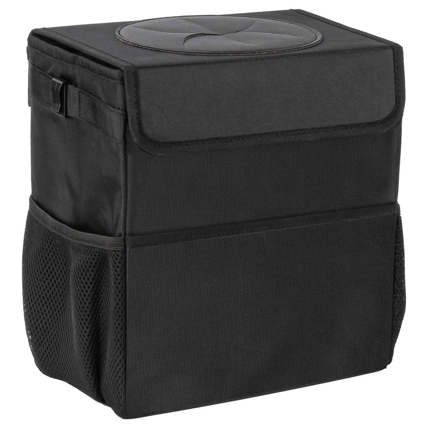 Ryhpez Poubelle de voiture avec couvercle - Sac poubelle de voiture suspendu avec poches de rangement