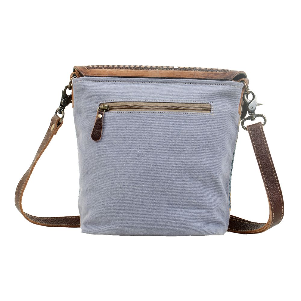 SAC EN CUIR REPOUSSÉ PLUME BLEUE