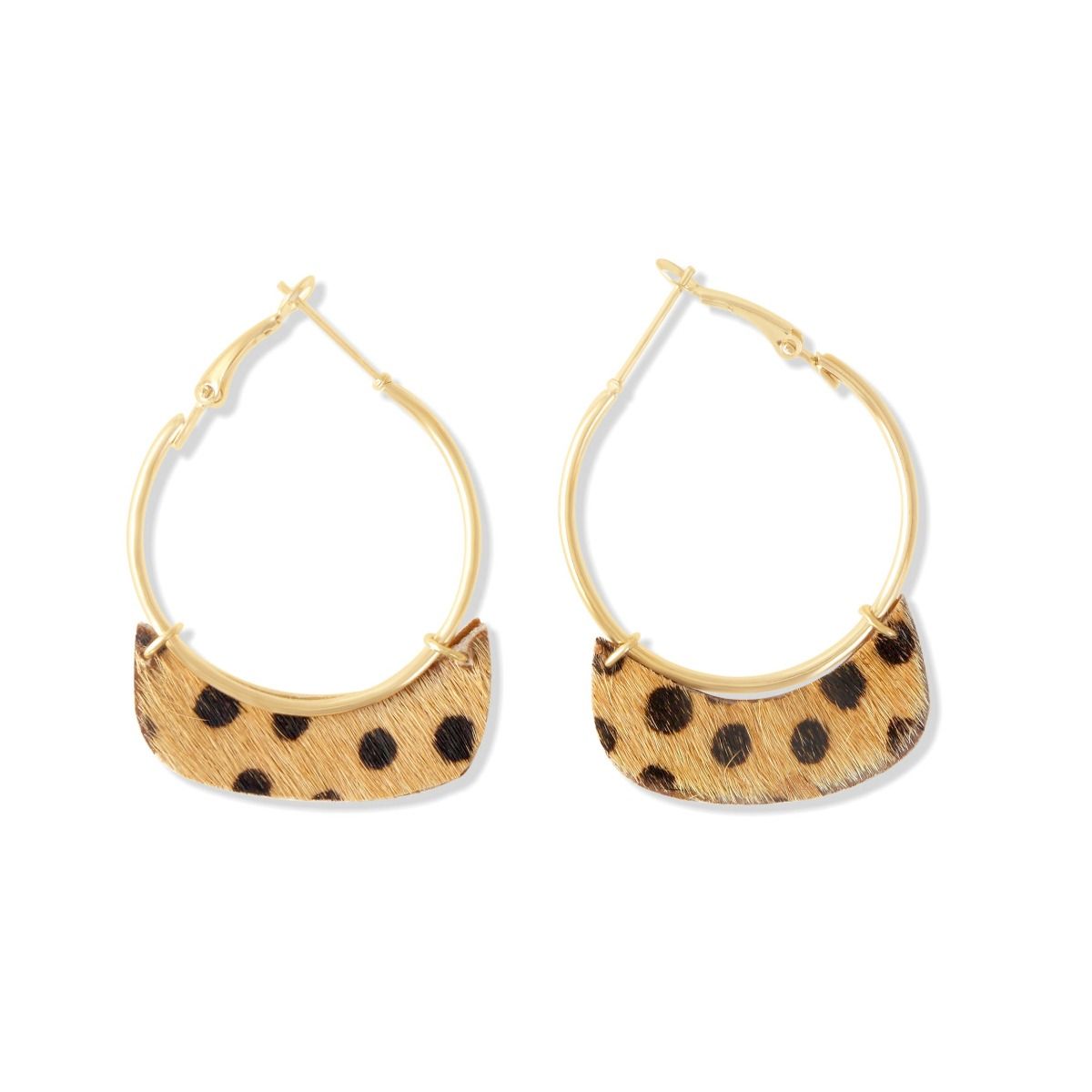 BOUCLE D'OREILLE À POIS BEIGE