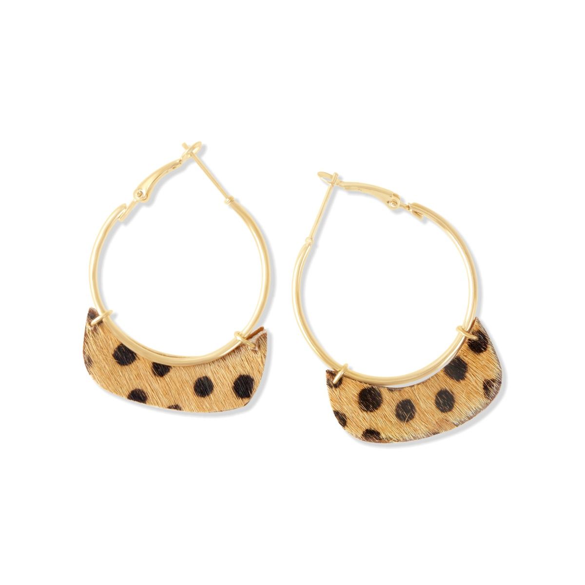 BOUCLE D'OREILLE À POIS BEIGE