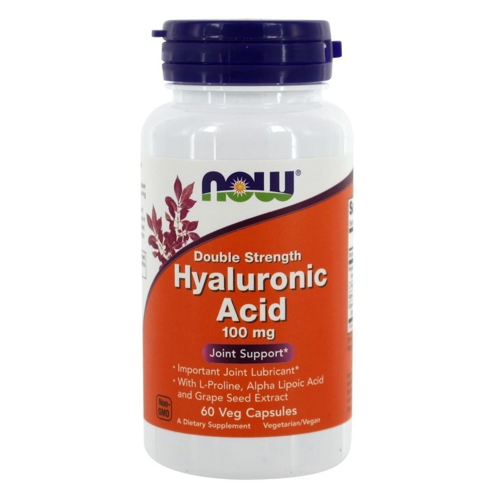 Now Foods Acide Hyaluronique, Double Concentration 100 mg 60 gélules végétales - 3155 - Lot de 2