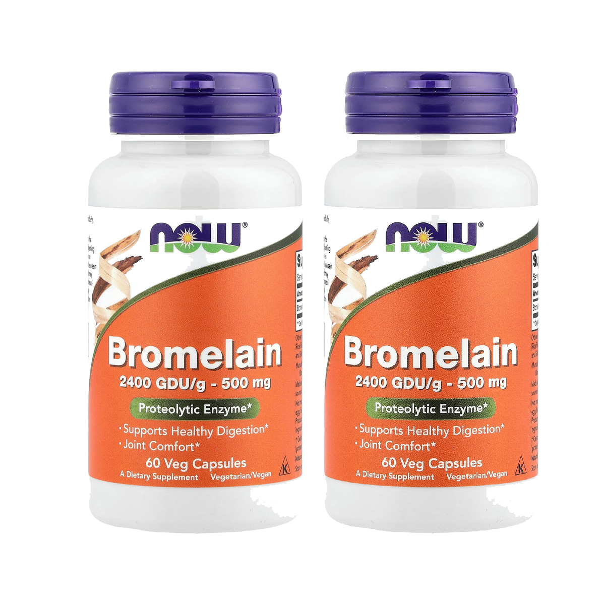 Now Foods Bromélaïne 500 mg 60 Vcaps - 2943 - Lot de 2