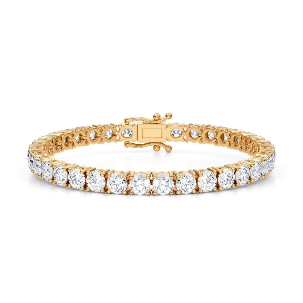 Bracelet de tennis 19 cm en or jaune 14 carats avec diamants ronds de laboratoire 12,50 carats D VS