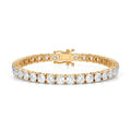 Bracelet de tennis 19 cm en or jaune 14 carats avec diamants ronds de laboratoire 12,50 carats D VS