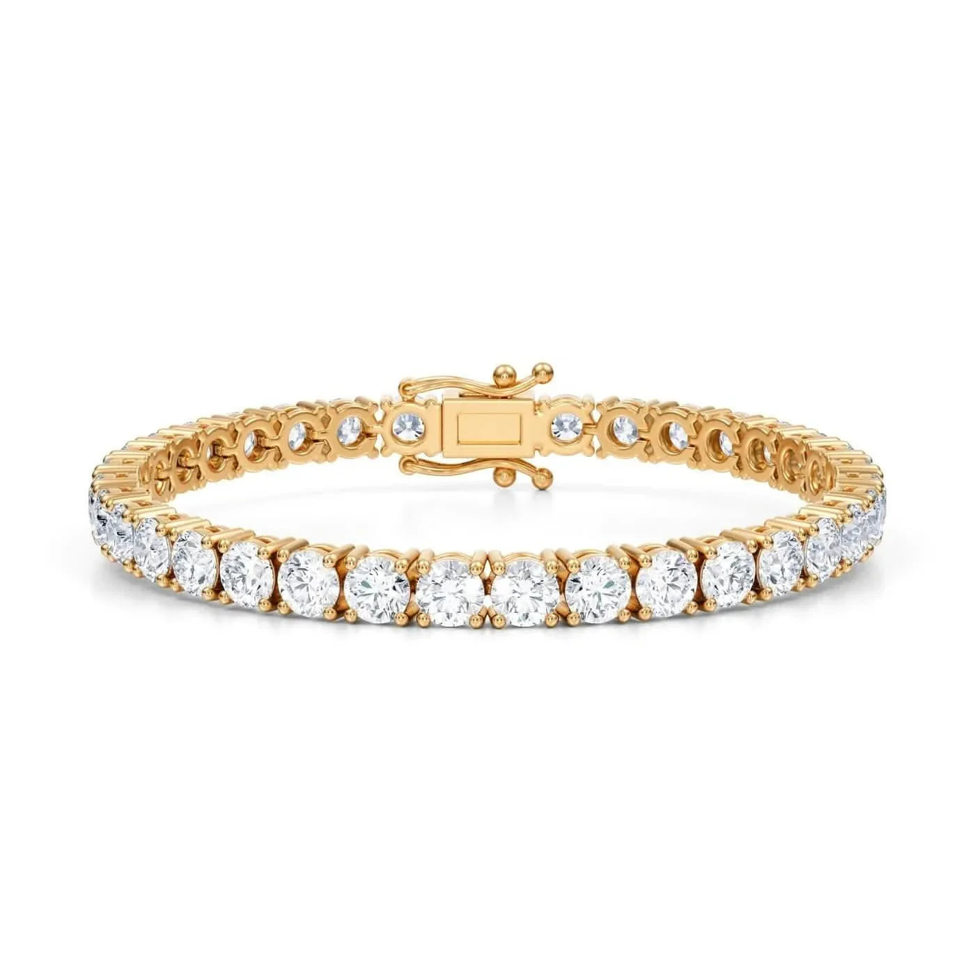 Bracelet de tennis 19 cm en or jaune 14 carats avec diamants ronds de laboratoire 12,50 carats D VS