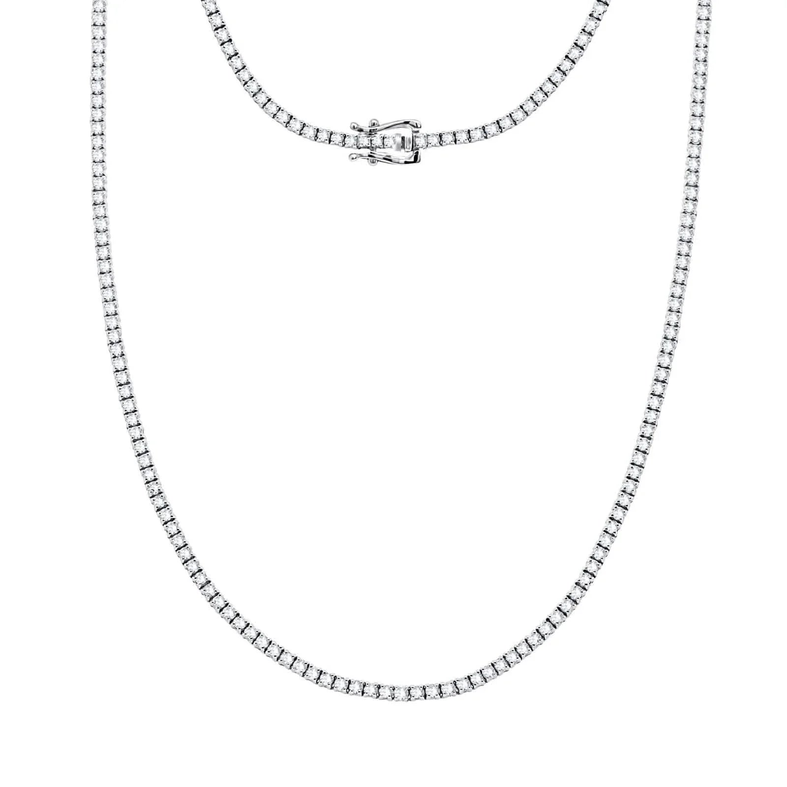 Collier de tennis pour femmes en or massif 14 carats avec diamants ronds de culture certifiés (45,7 cm)