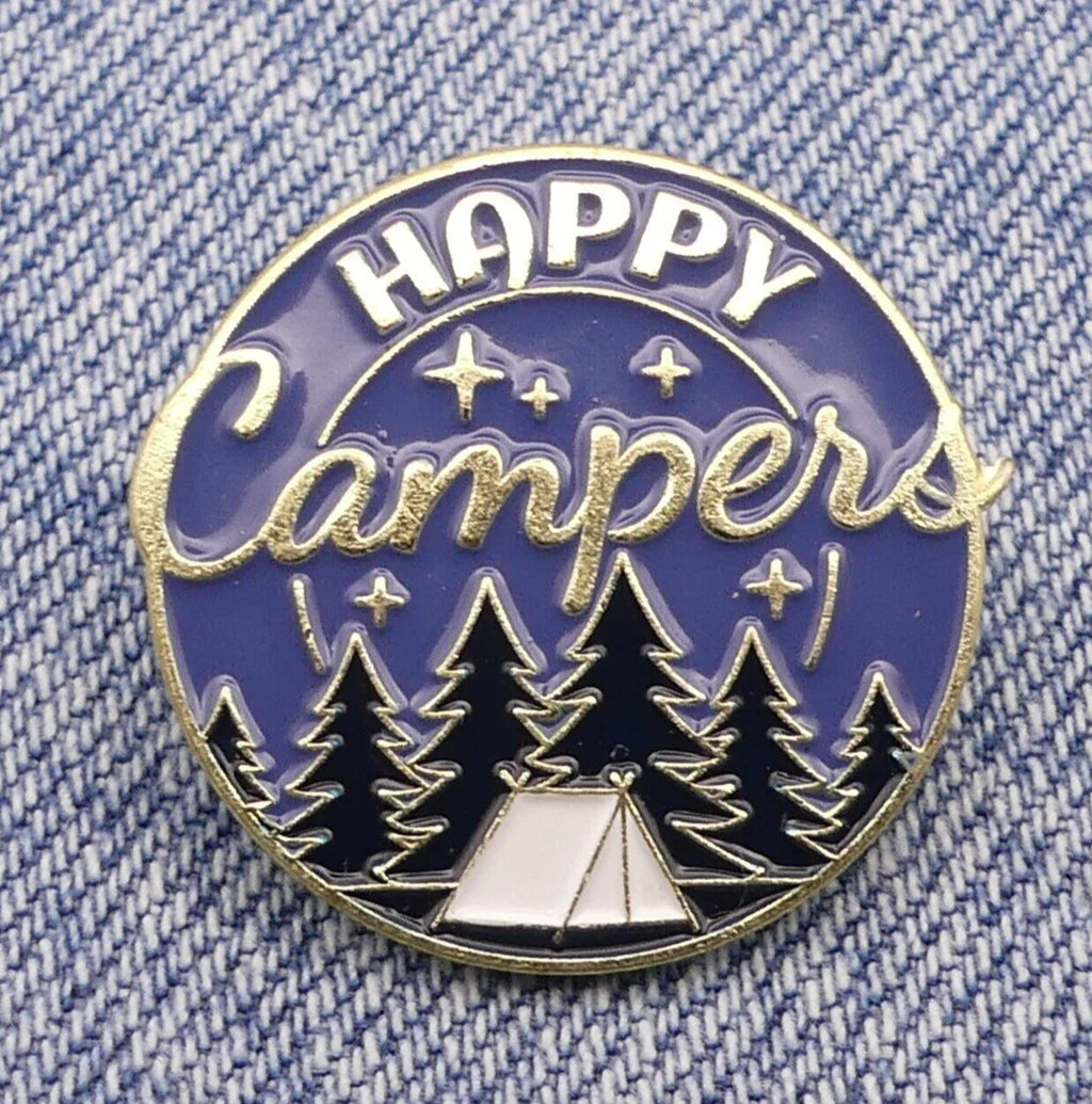 Pin en émail « Joyeux Campeurs » – Pin de camping et d'aventure en plein air