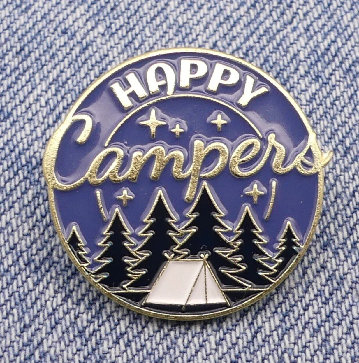Pin en émail « Joyeux Campeurs » – Pin de camping et d'aventure en plein air