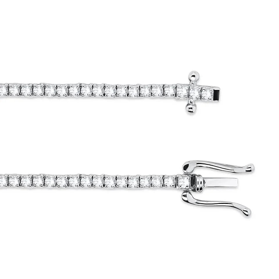 Collier de tennis pour femmes en or massif 14 carats avec diamants ronds de culture certifiés (45,7 cm)