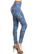 Legging taille unique imprimé oiseaux aux chevilles