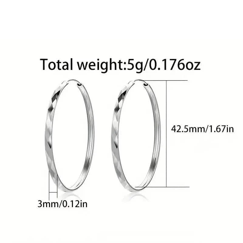 Boucles d'oreilles créoles en argent sterling S925 avec grand motif circulaire et diamants exagérés