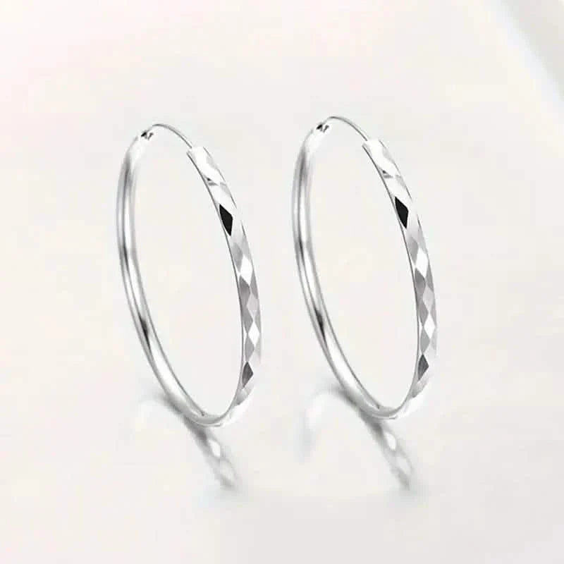 Boucles d'oreilles créoles en argent sterling S925 avec grand motif circulaire et diamants exagérés