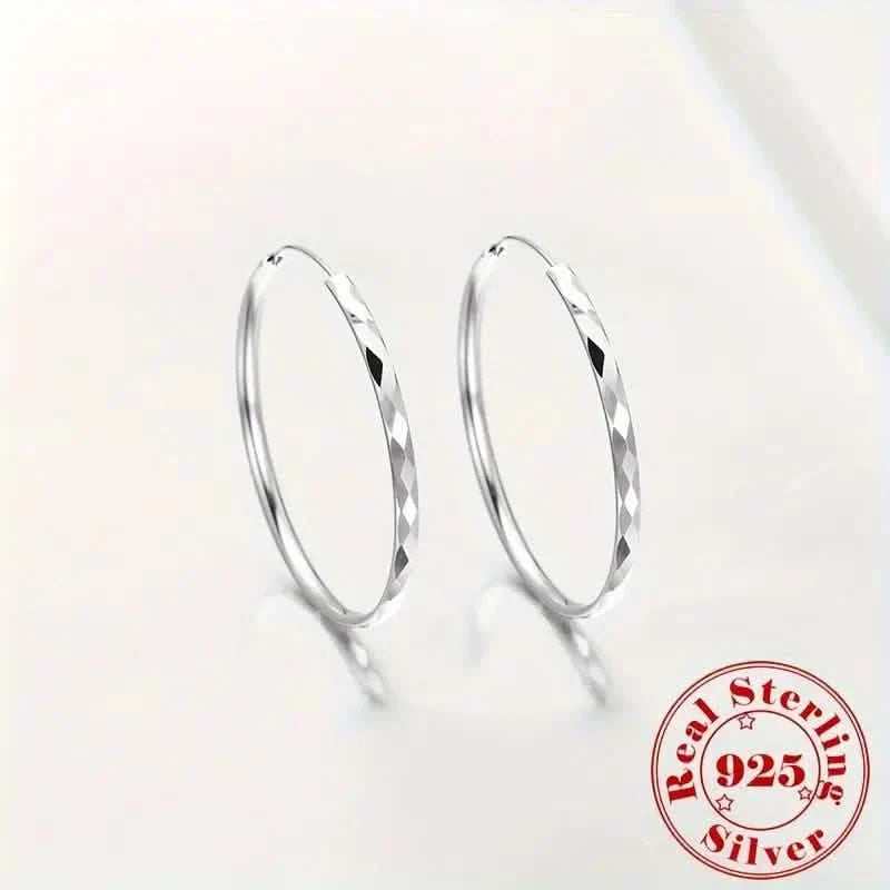 Boucles d'oreilles créoles en argent sterling S925 avec grand motif circulaire et diamants exagérés