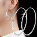 Boucles d'oreilles créoles en argent sterling S925 avec grand motif circulaire et diamants exagérés