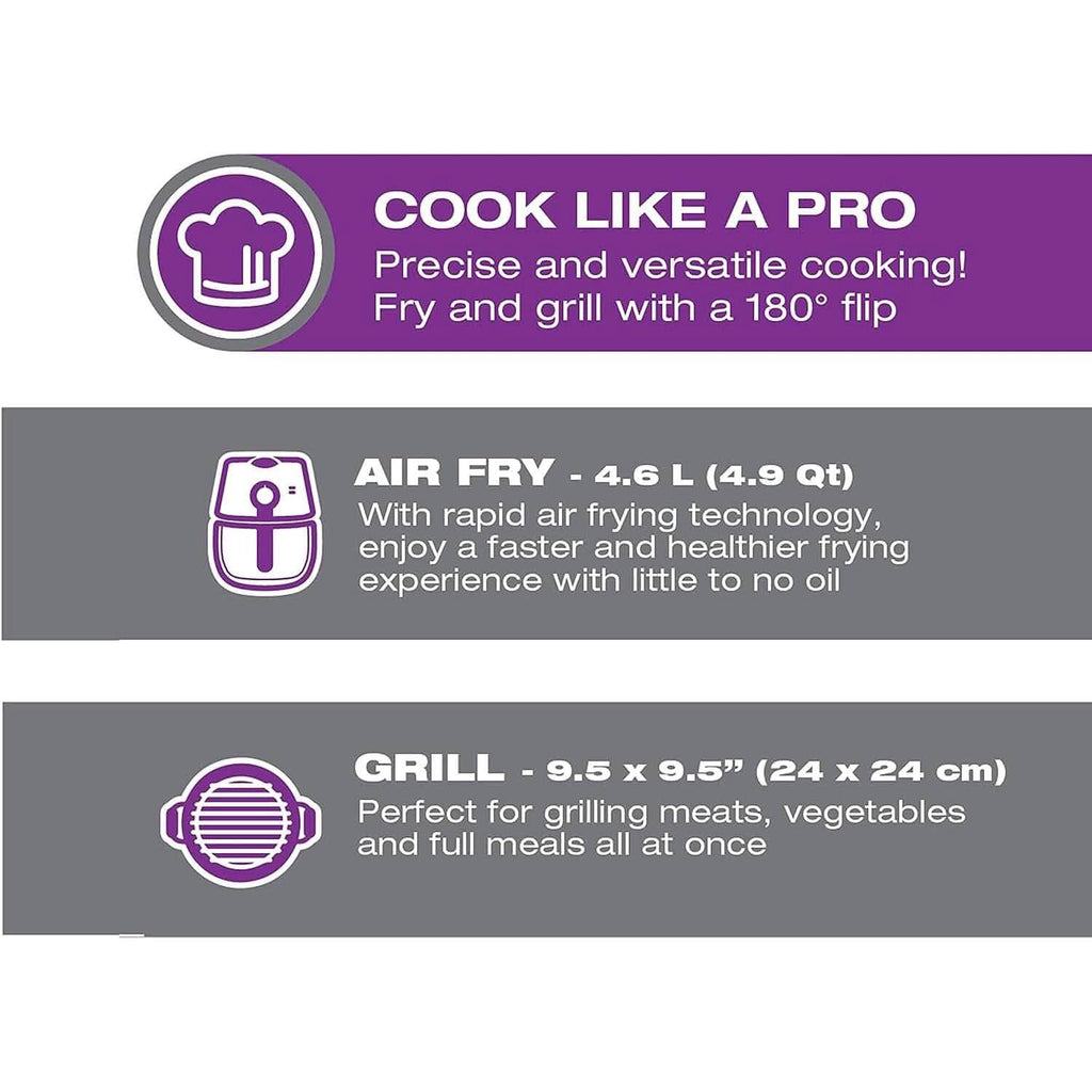 Friteuse à air, grill et déshydrateur 3-en-1 Flip and Cook Salton