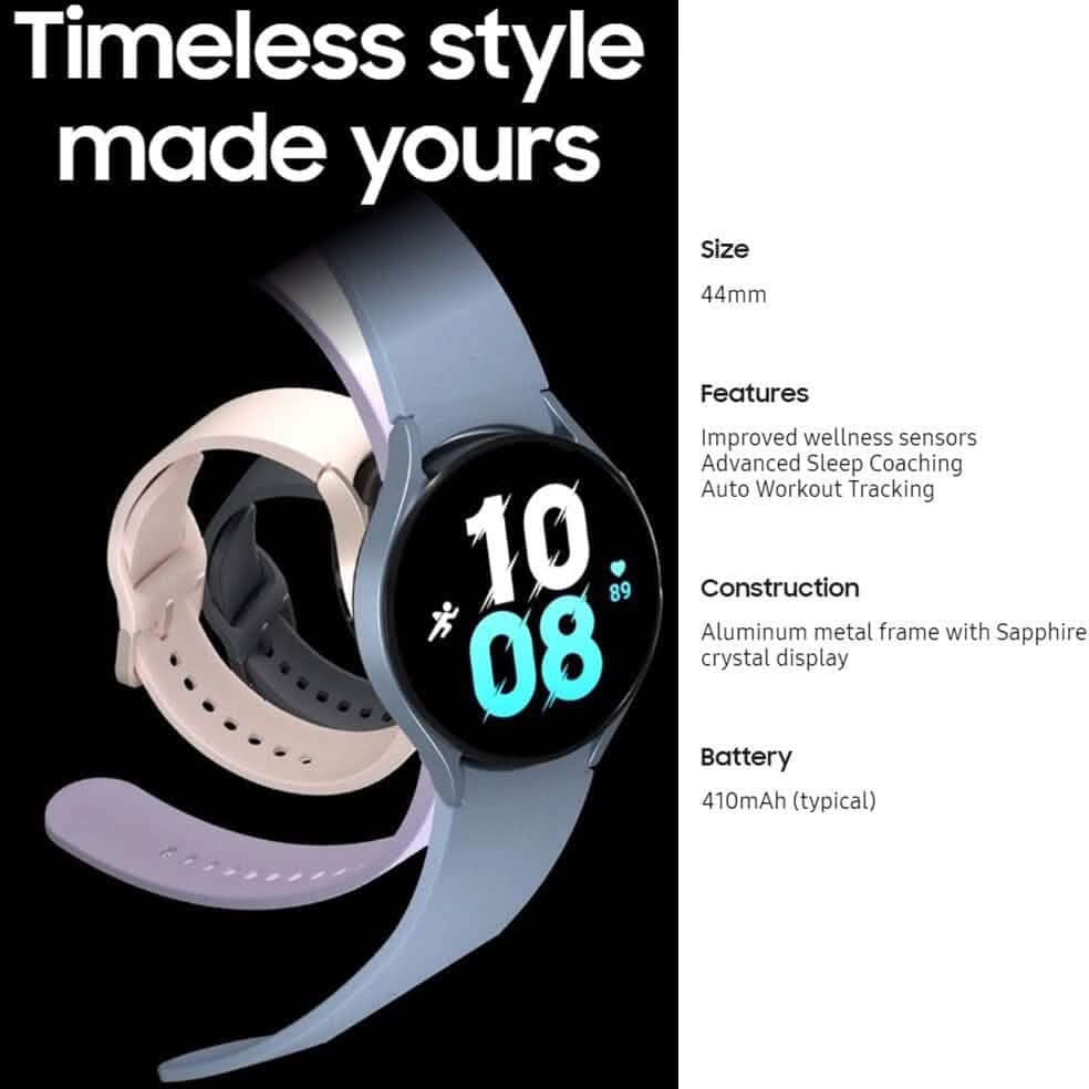 Samsung Galaxy Watch 5 (44 mm, Wi-Fi + 4G LTE) Montre intelligente Super AMOLED 1,4" (reconditionnée)