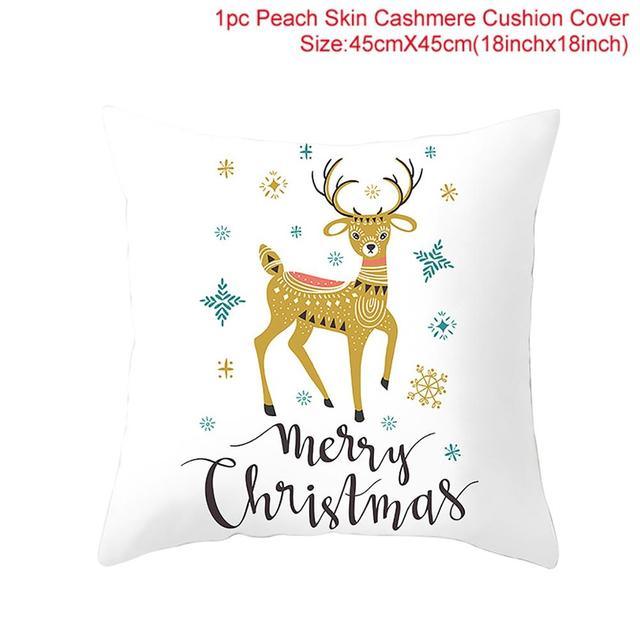 Housse de coussin Père Noël Joyeux Noël Cerf de Noël Père Noël Joyeux Noël Housses de coussin décoratives pour canapé Décorations pour la maison Ornement de Noël