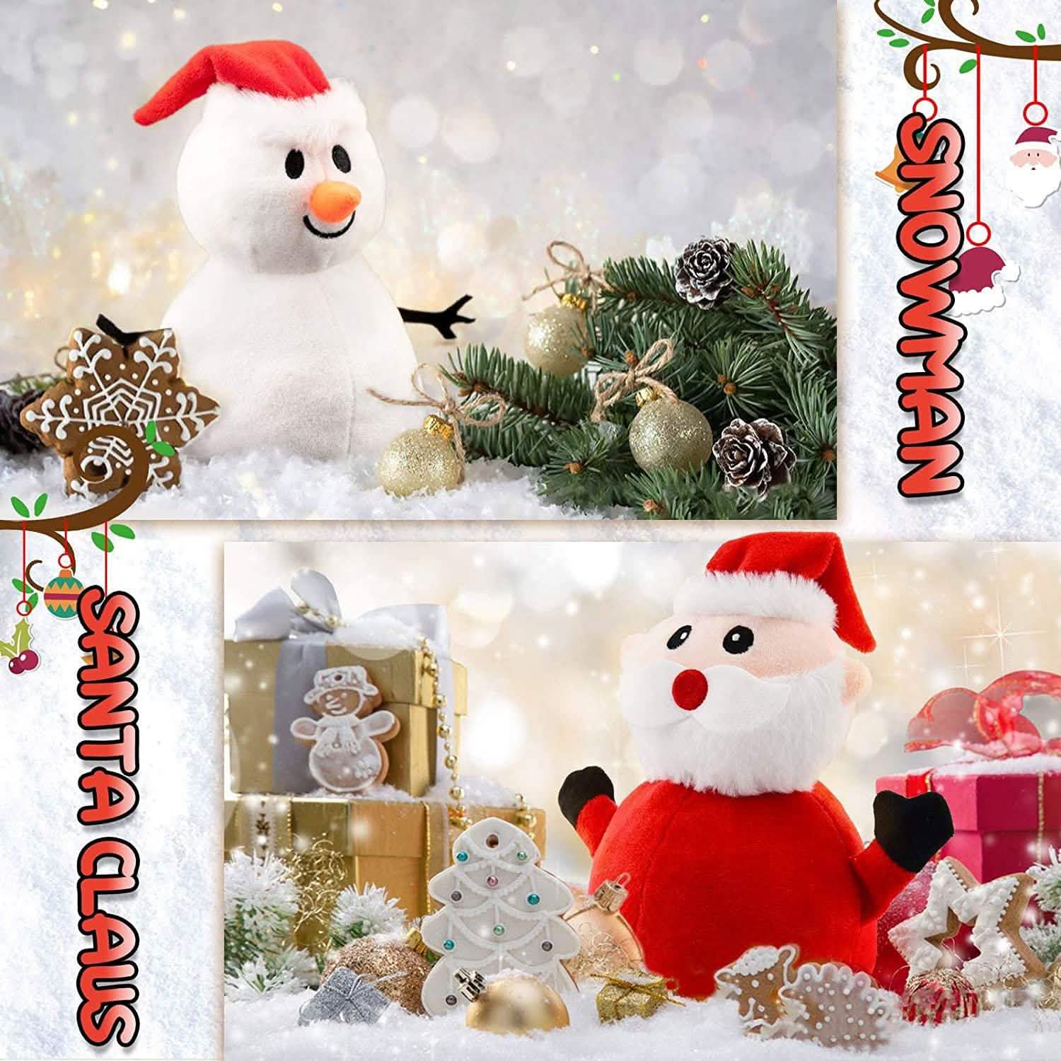 Peluche Père Noël Bonhomme de Neige Jouet Double Face Noël Père Noël Cadeau Enfant